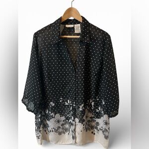 White Stag Black and White Floral Button Down Shirt